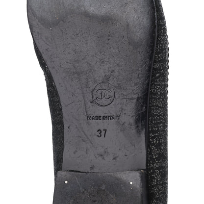 Chanel Tweed Patent Cap Toe Ballerina Flats 37 Black 7 of 23