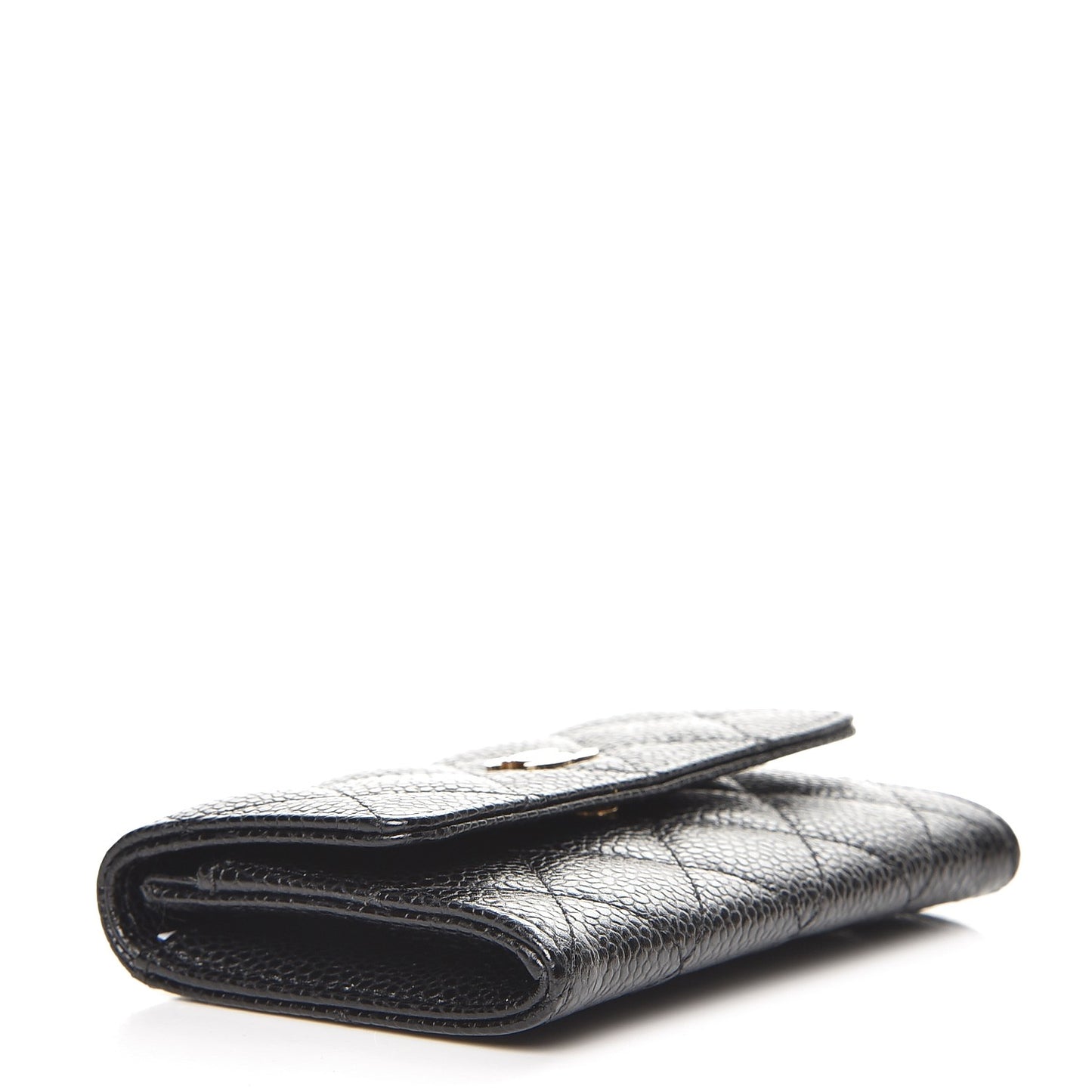 Caviar Quilted Flap Card Holder Black