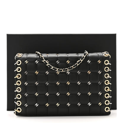 Chanel Lambskin Chocolate Bar Piercing CC Studded Small Chain Flap Bag Black 11 of 11
