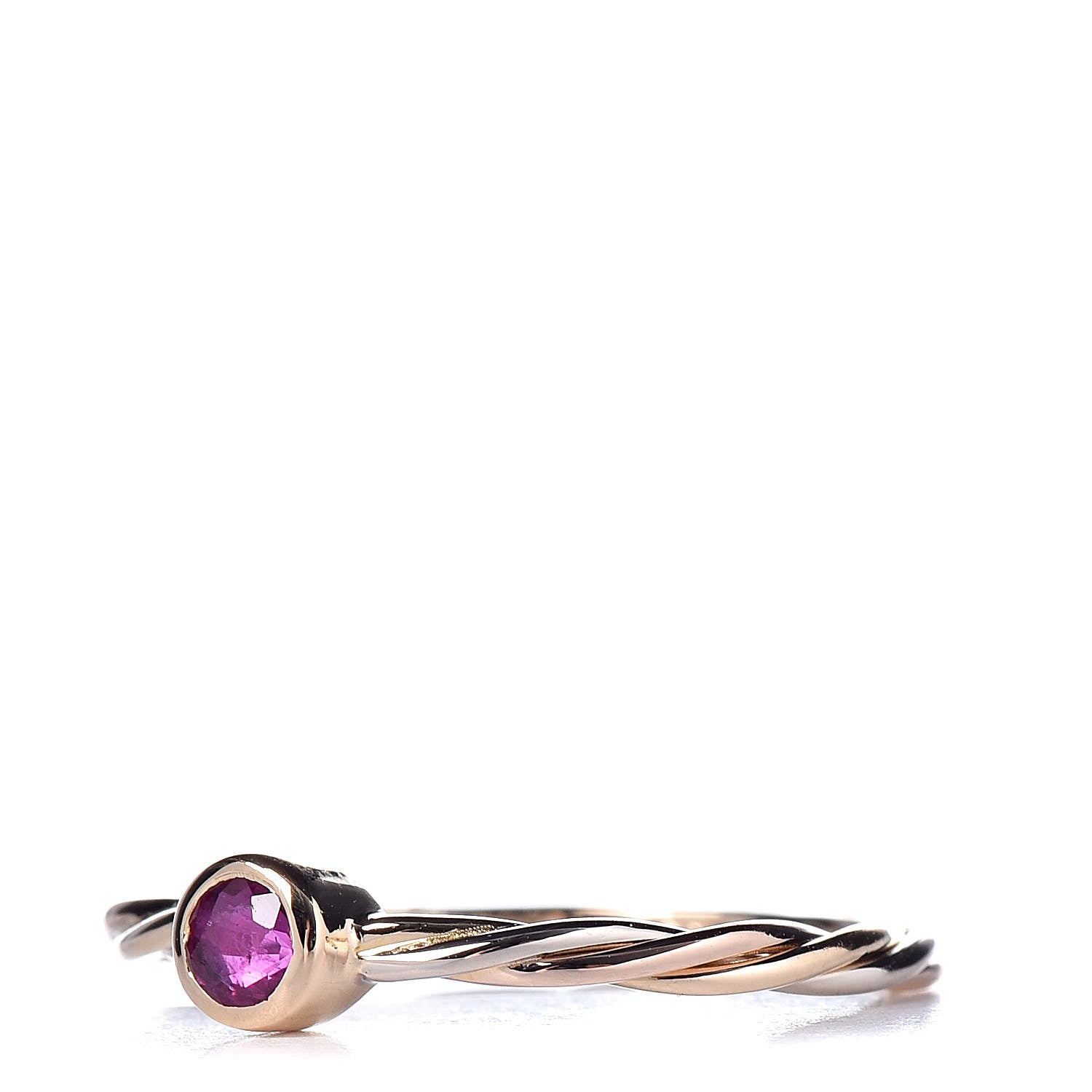 Cartier 18K Yellow Pink White Gold Ruby Cable Twist Ring 50 5 3 of 5