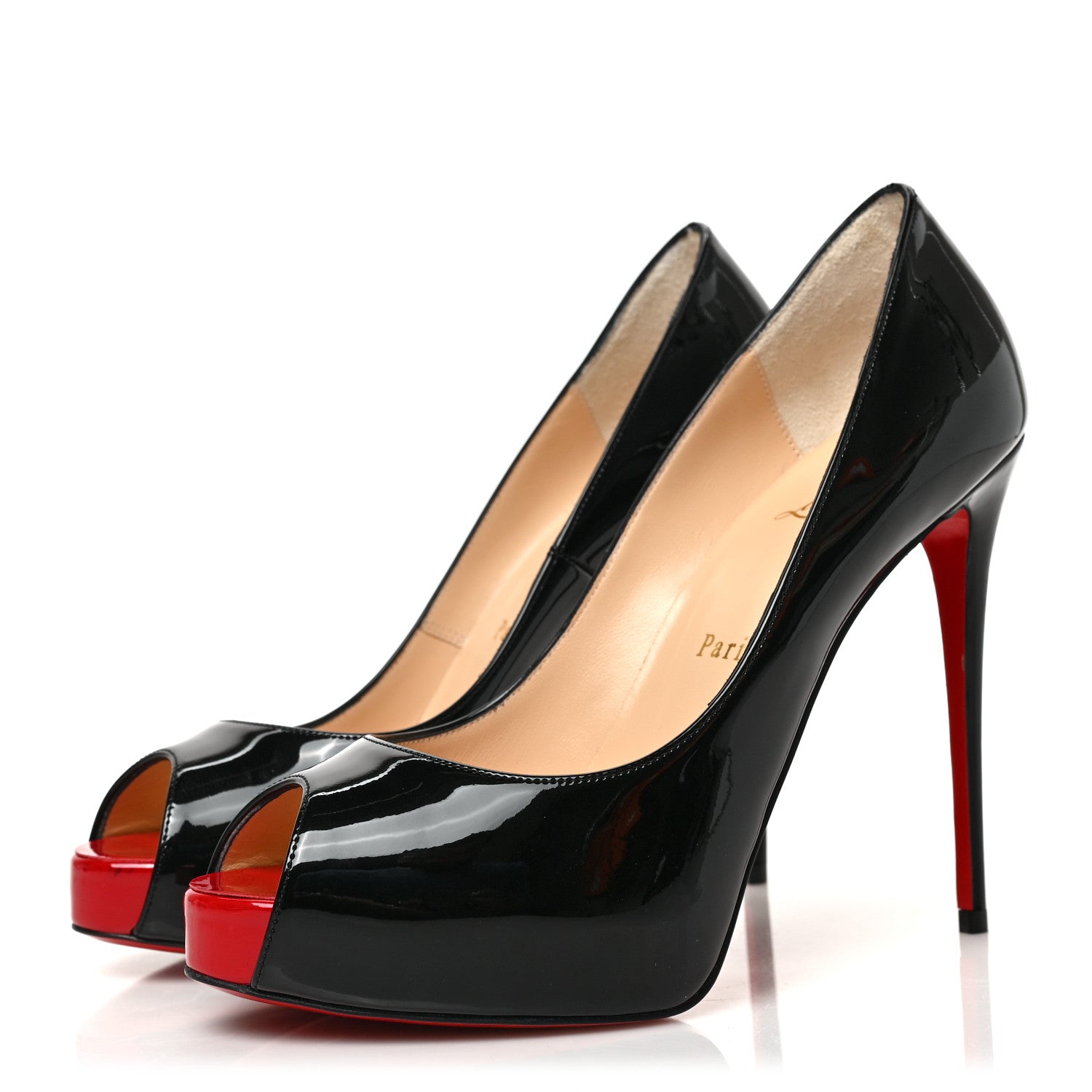 Christian Louboutin Patent New Very Prive 120 Pumps 37 Black Red 3 of 8