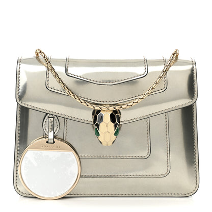 Bulgari Metallic Calfskin Small Serpenti Forever Snake Strap Crossbody Bag Silver 3 of 11
