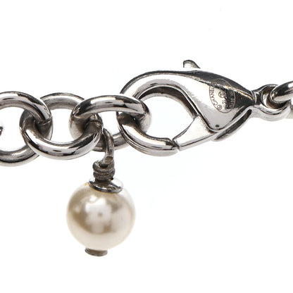 Chanel Crystal Pearl CC Long Necklace Silver 4 of 5