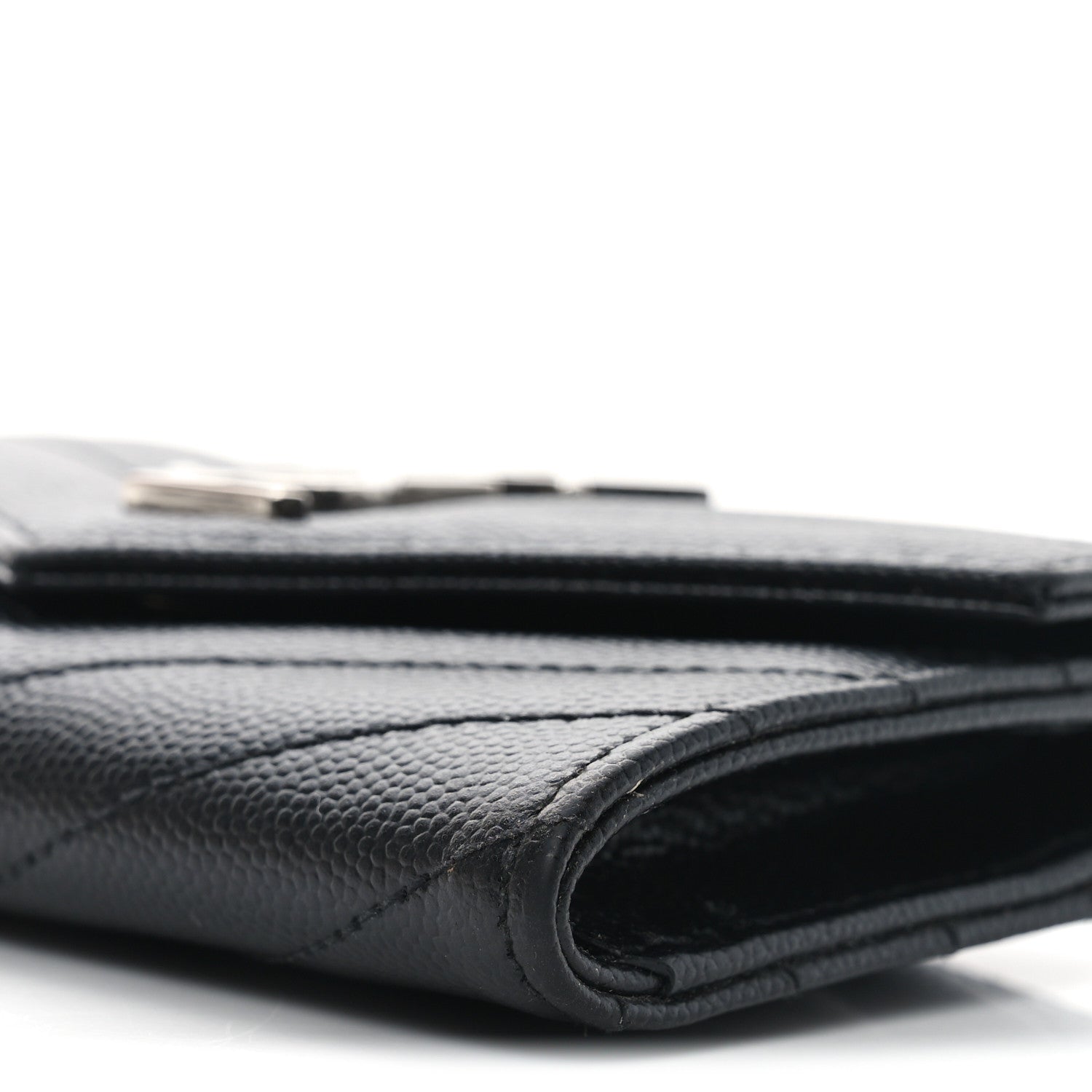Saint Laurent Grain De Poudre Matelasse Chevron Small Monogram Envelope Wallet Black 8 of 8