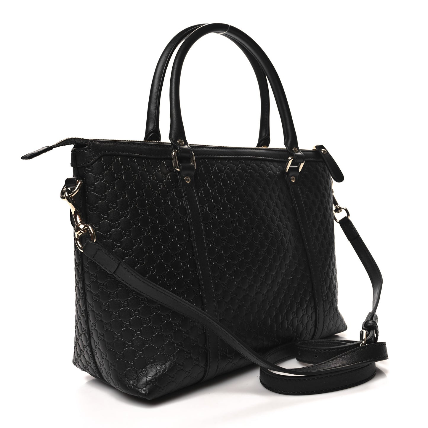 Soft Microguccissima Small Zippered Satchel Black