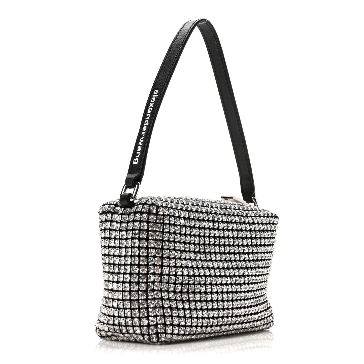 Mesh Crystal Rhinestone Mini Heiress Pouch Silver