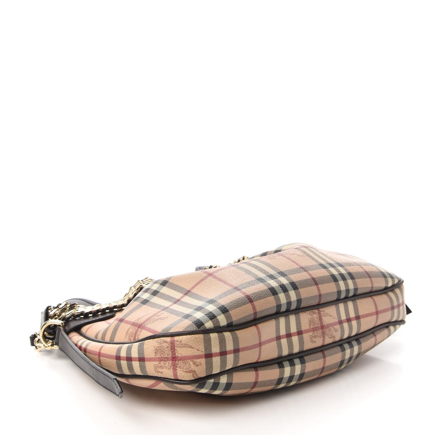 Calfskin Haymarket Check Chain Strap Hobo Chocolate Brown