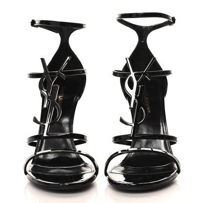 Saint Laurent Patent Cassandra 100 Ankle Strap Sandals 39 Black 3 of 10