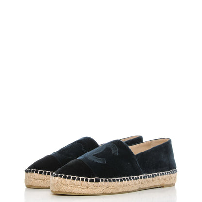 Chanel Velvet CC Espadrilles 39 Dark Navy Black 3 of 11