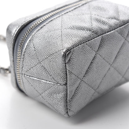 Chanel Metallic Caviar Quilted Mini Top Handle Vanity With Chain Silver 6 of 11