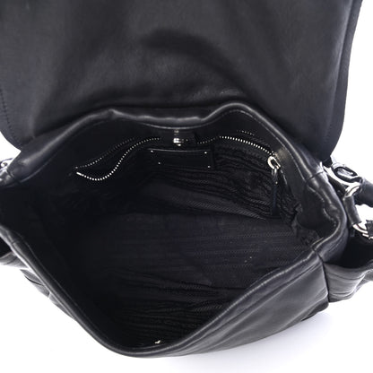 Prada Soft Calf Flap Shoulder Bag Black 4 of 4