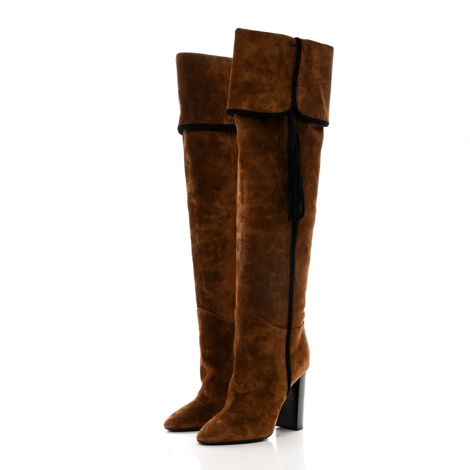 Saint Laurent Suede Over The Knee Boots 36 Brown 3 of 6