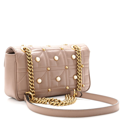 Gucci Calfskin Matelasse Studded Mini Pearly GG Marmont Shoulder Bag Porcelain Rose 3 of 10