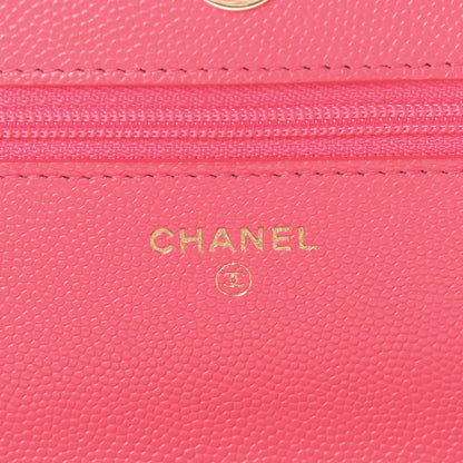 Chanel Caviar Quilted French New Wave Chain CC Wallet On Chain WOC Pink 14 of 27