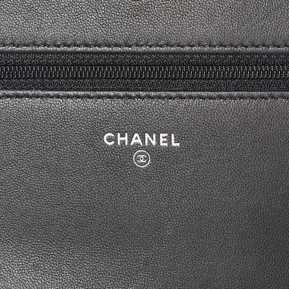 Chanel Lambskin Quilted Diamond CC Wallet On Chain WOC Black 6 of 13