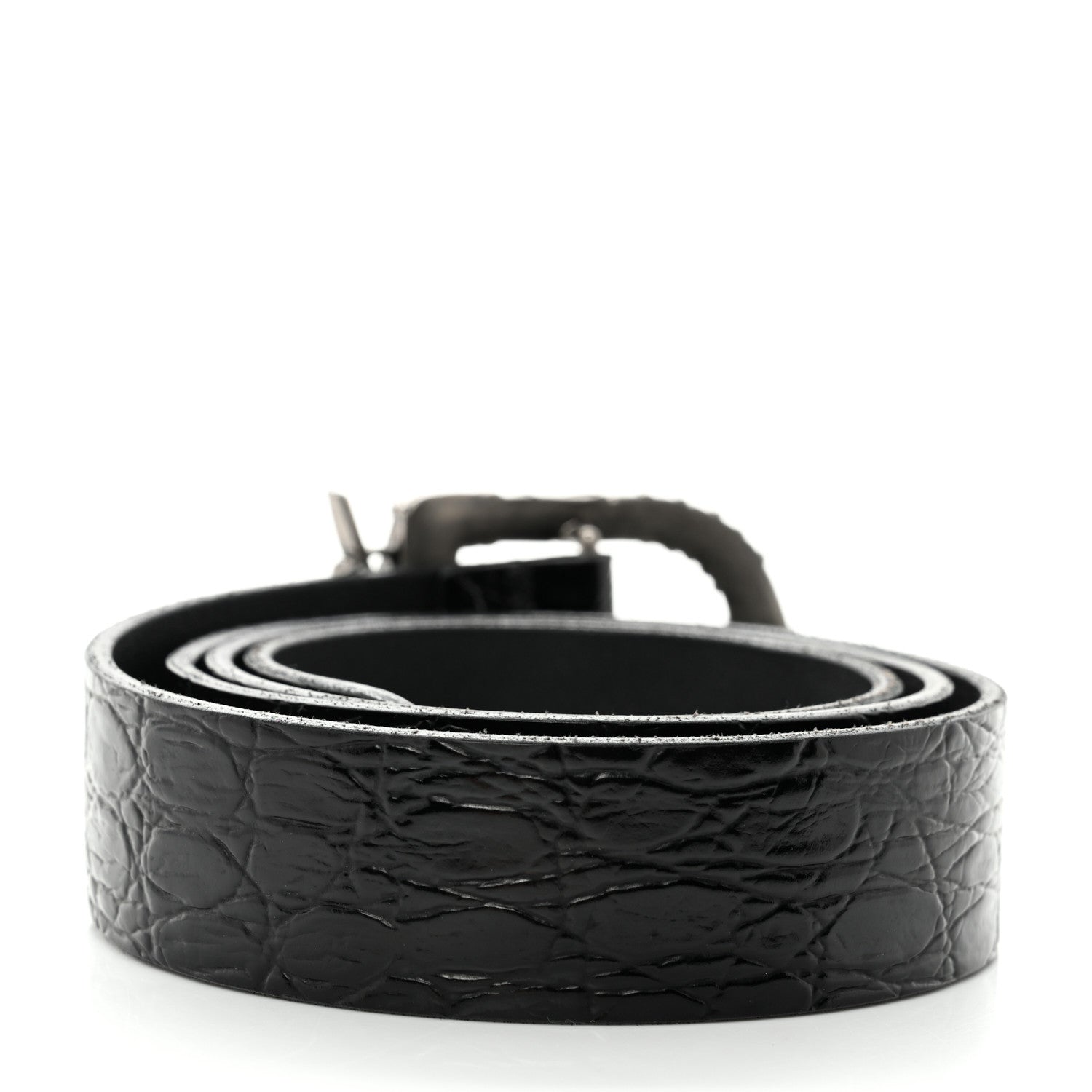 Saint Laurent Calfskin Embossed Monogram Celtique Belt 85 34 Black 2 of 9