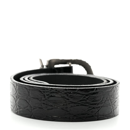 Saint Laurent Calfskin Embossed Monogram Celtique Belt 85 34 Black 2 of 9