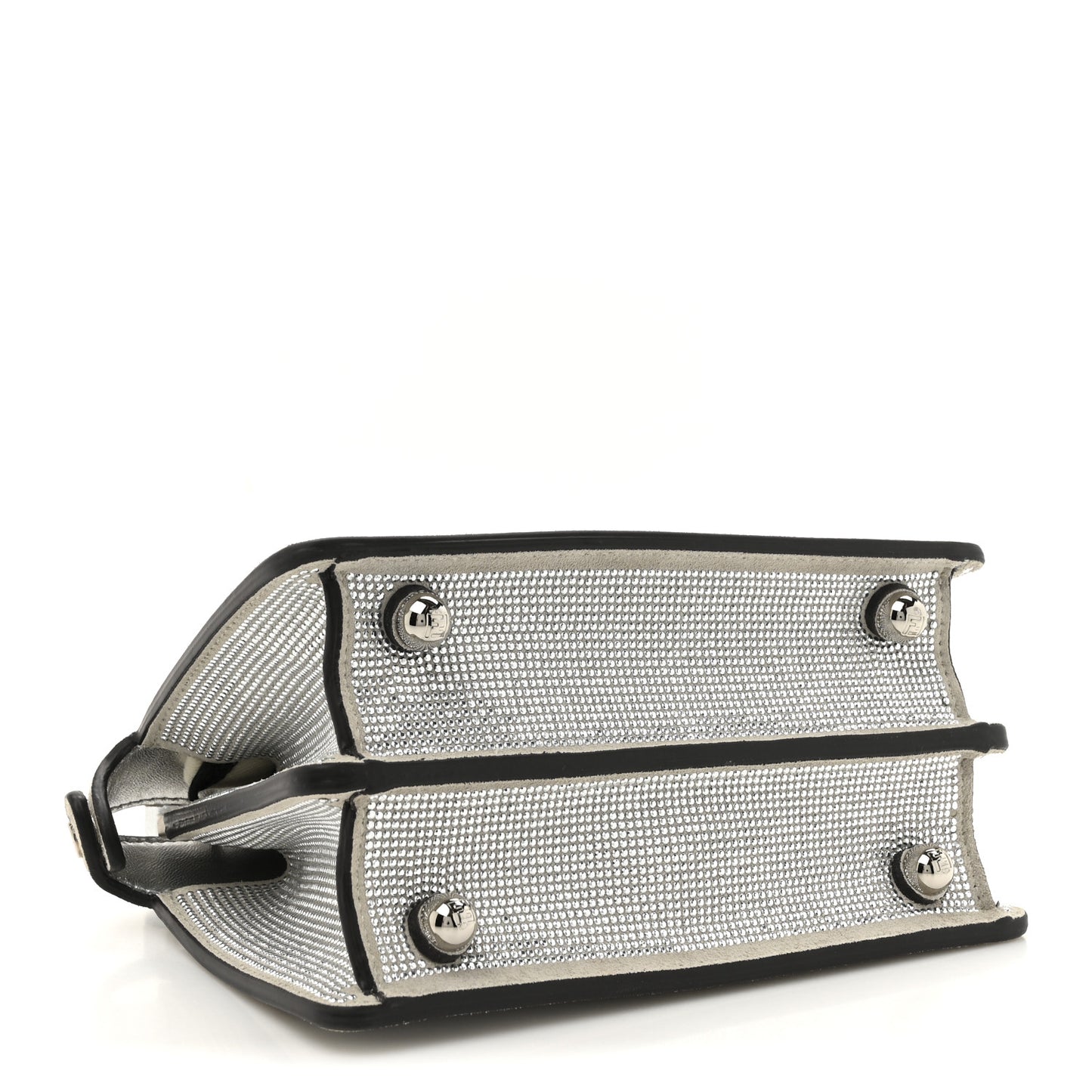 Crystal Vitello Laminato FF Petite Peekaboo I SEE U Satchel Crystal Argento