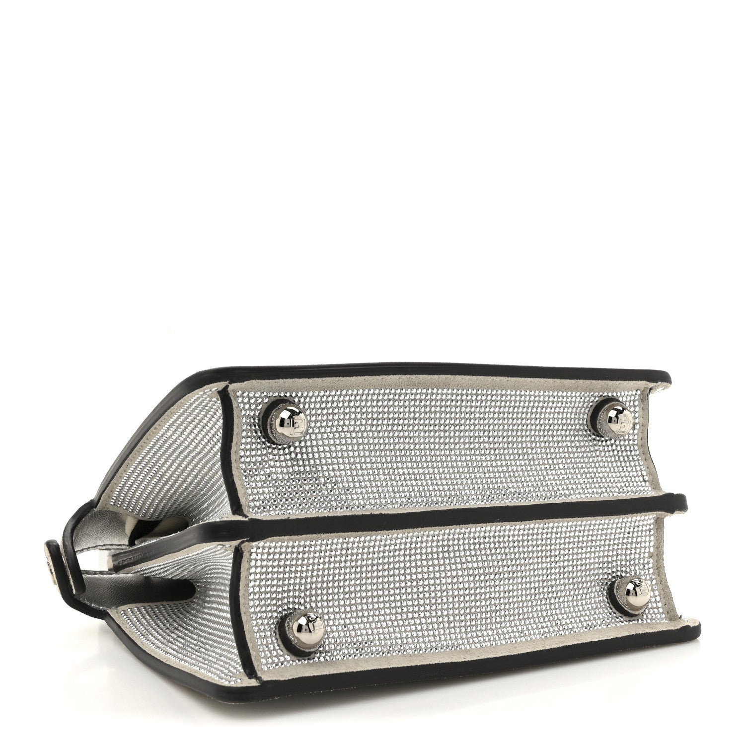 Fendi Crystal Vitello Laminato FF Petite Peekaboo I SEE U Satchel Crystal Argento 4 of 12