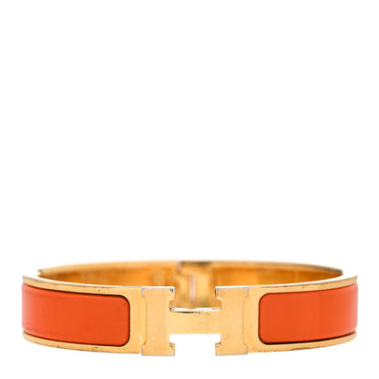 Hermes Enamel Narrow Clic Clac H Bracelet PM Orange 1 of 9