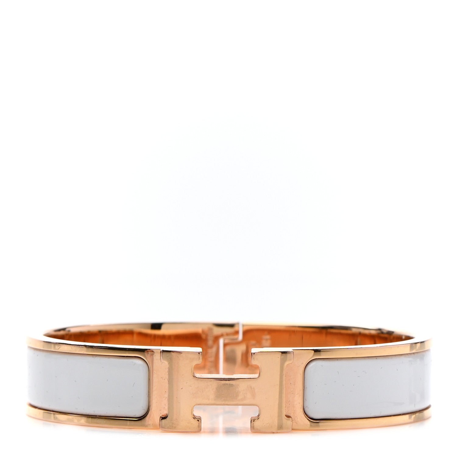 Hermes Enamel Narrow Clic Clac H Bracelet PM White 1 of 5