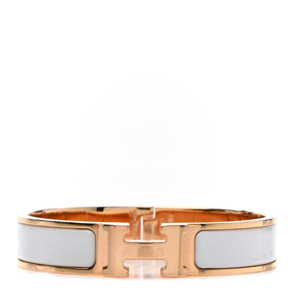 Hermes Enamel Narrow Clic Clac H Bracelet PM White 1 of 5