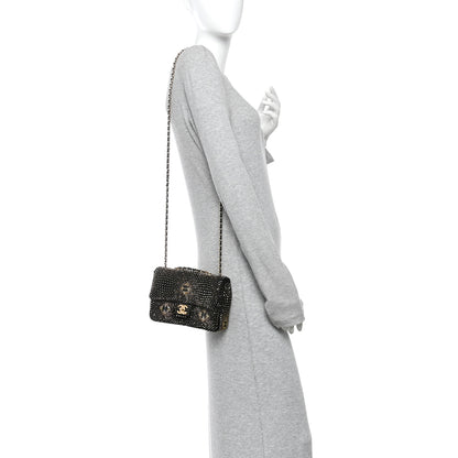 Chanel Velvet Strass Evening Flap Bag Black Gold 2 of 11