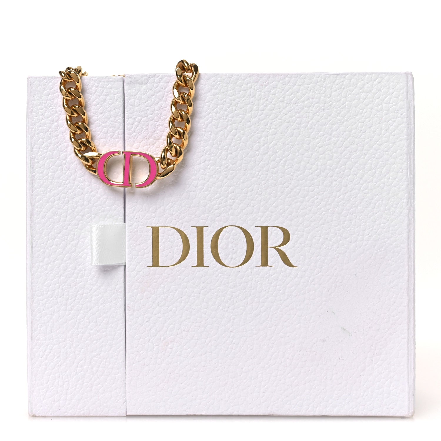 Christian Dior Metal CD Choker Necklace Gold Pink 8 of 8