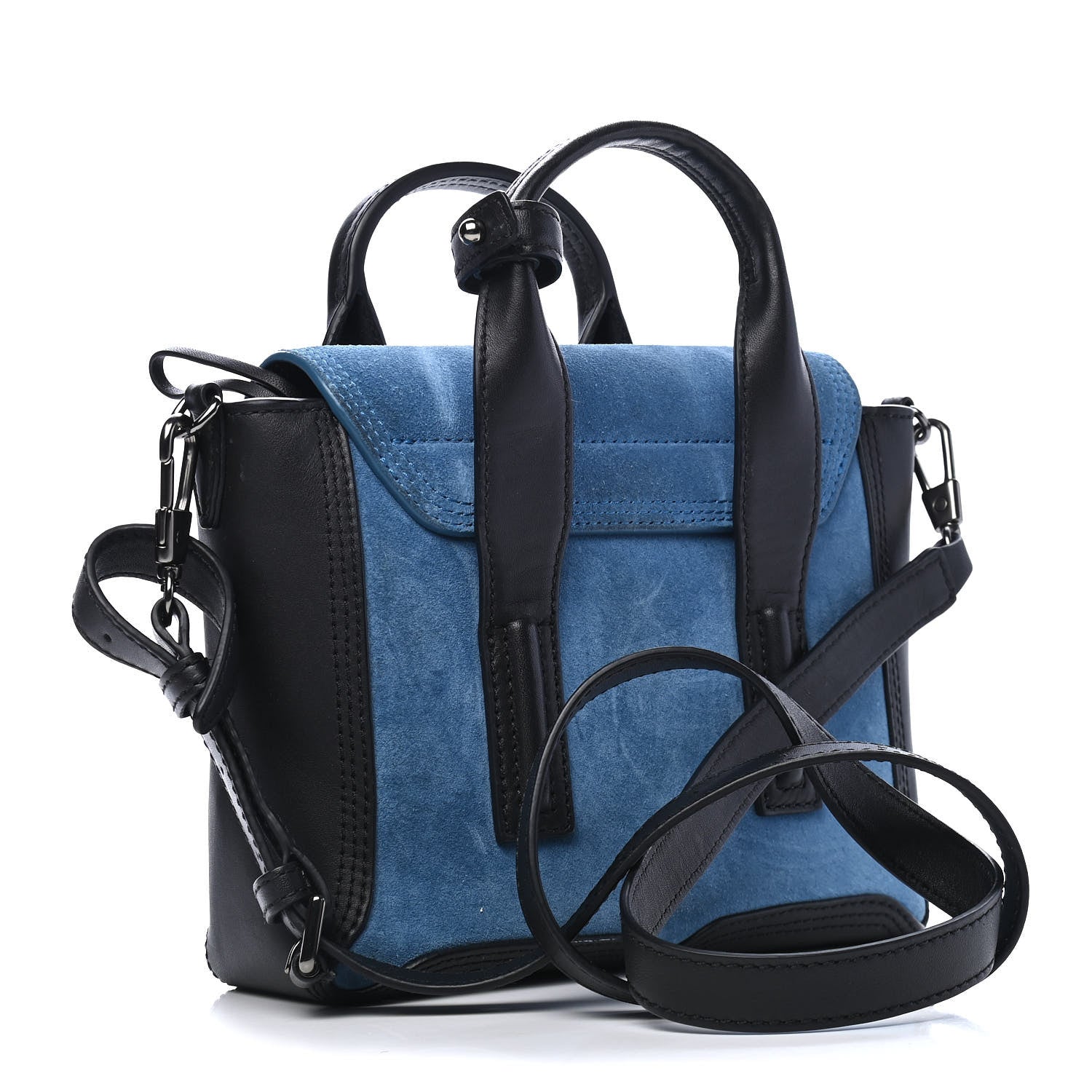 3.1 Phillip Lim Suede Calfskin Mini Pashli Satchel Blue Black 3 of 8