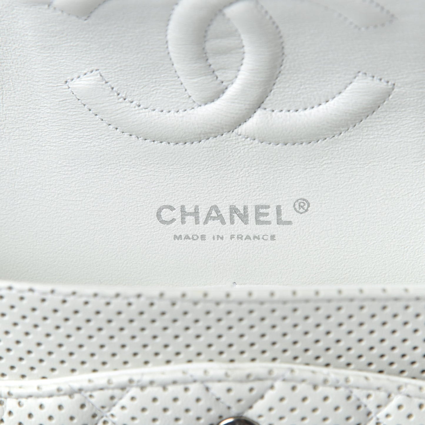 Lambskin Perforated Medium Double Flap White