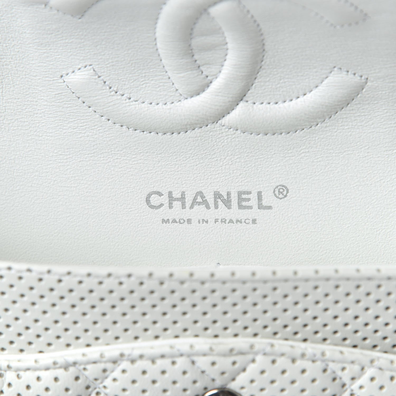 Chanel Lambskin Perforated Medium Double Flap White 7 of 10