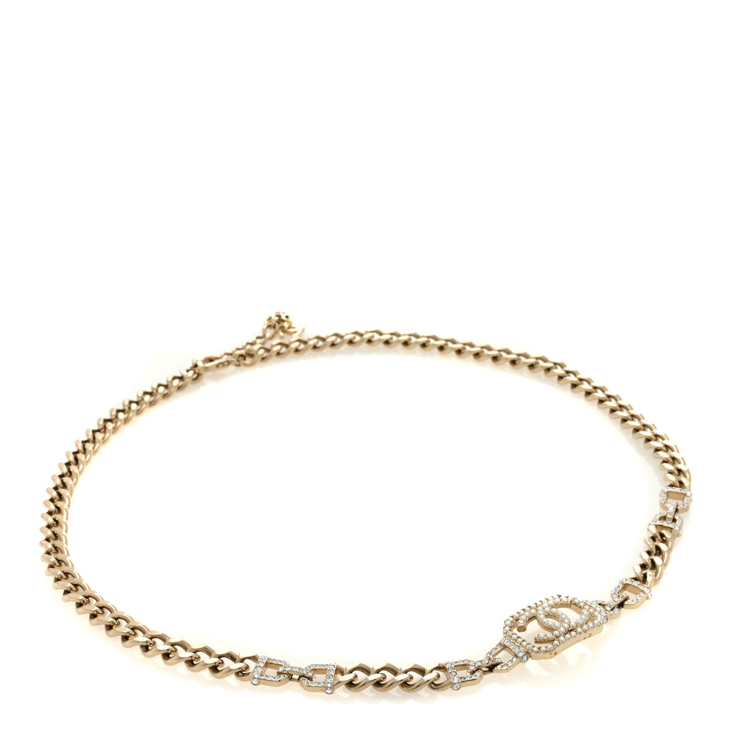 Metal Crystal CC Vendome Chain Belt 80 Gold
