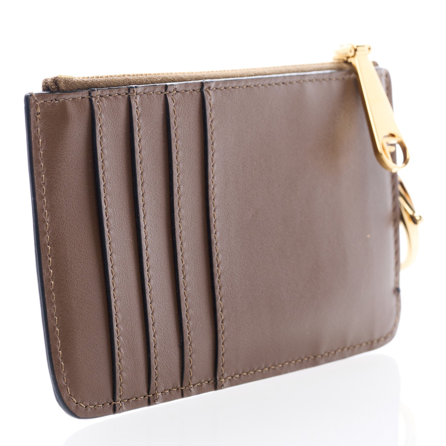 Fendi Vitello Soft F is Fendi Bi-Color FF 1974 Embossed Key Case Pouch Maya Black 3 of 7