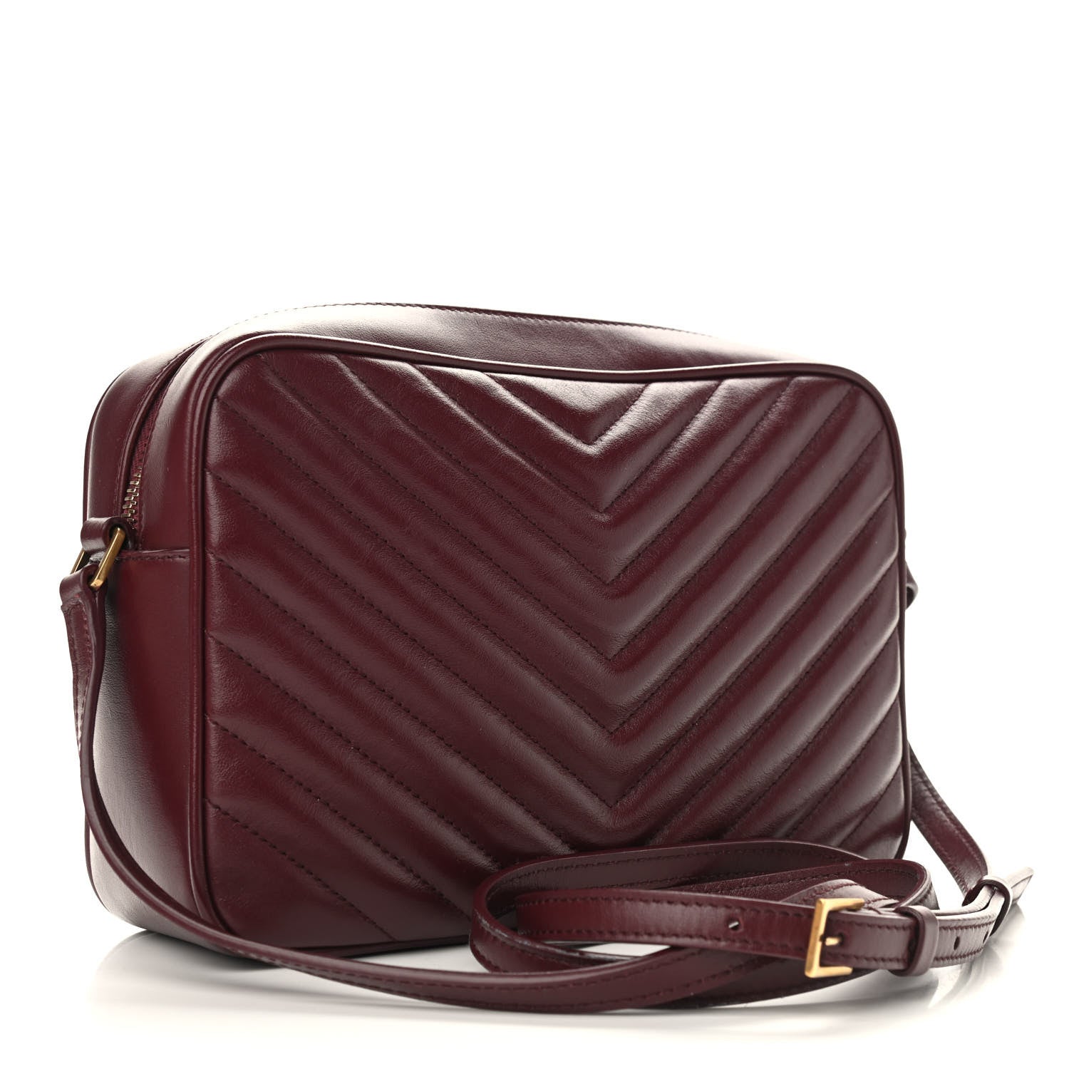 Saint Laurent Calfskin Matelasse Monogram Lou Camera Bag Dark Legion Red 3 of 9