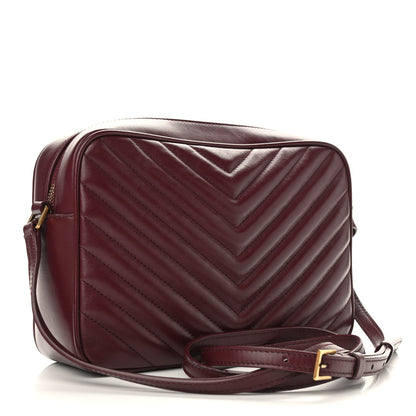 Saint Laurent Calfskin Matelasse Monogram Lou Camera Bag Dark Legion Red 3 of 9