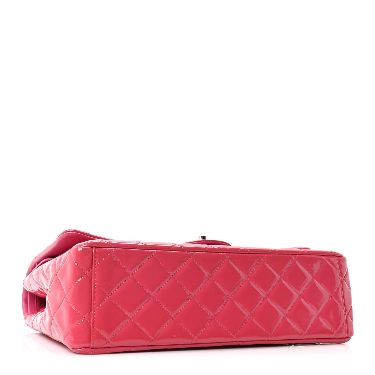 Patent Maxi Quilted Double Flap Dark Pink