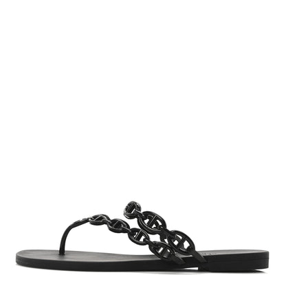 Hermes Rubber Womens Island Sandals 38 Black 1 of 8