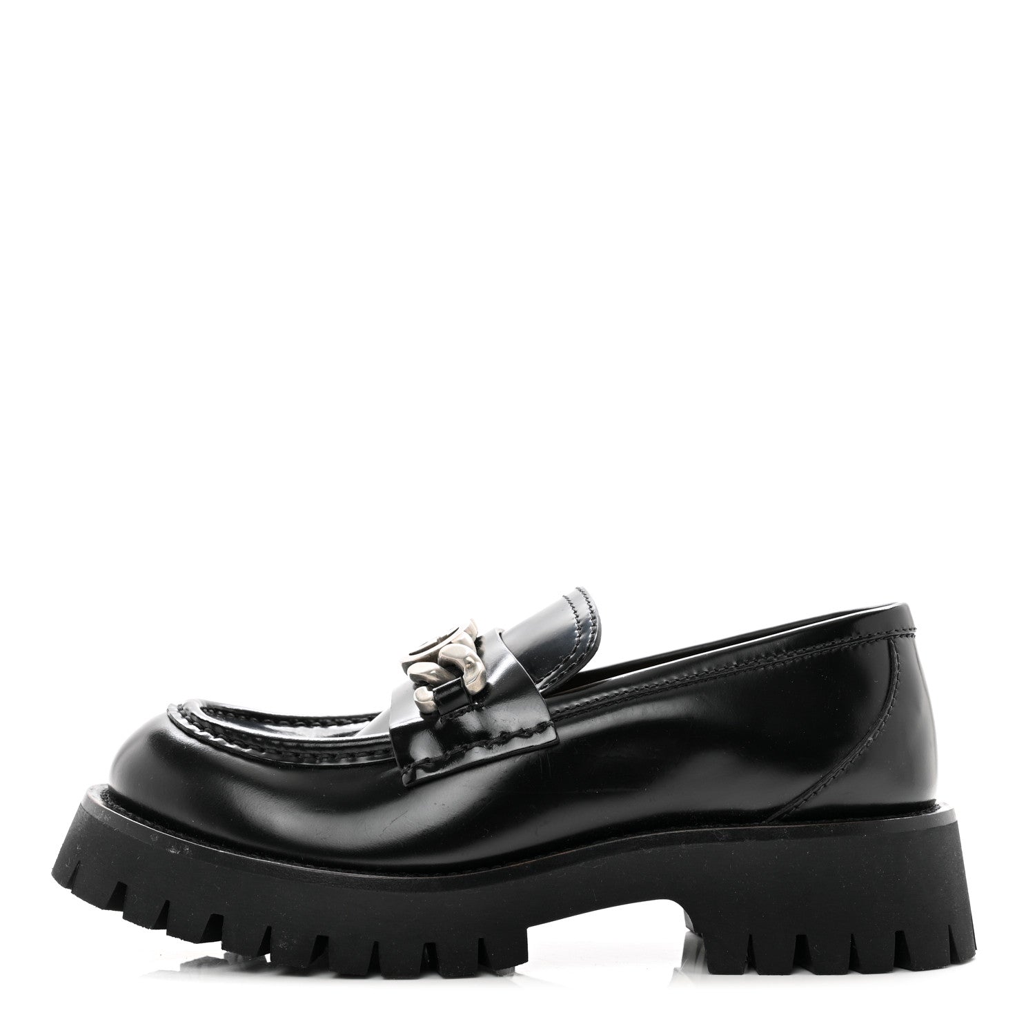 Gucci Cordovan Lux Womens Jeanne Platform Lug Sole 30/45mm Loafers 37 Black 1 of 8