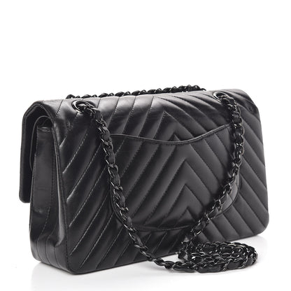 Chanel Lambskin Chevron Quilted Medium Double Flap So Black 3 of 21