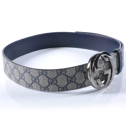 Gucci GG Plus Monogram Belt 90 36 Navy Blue 3 of 6