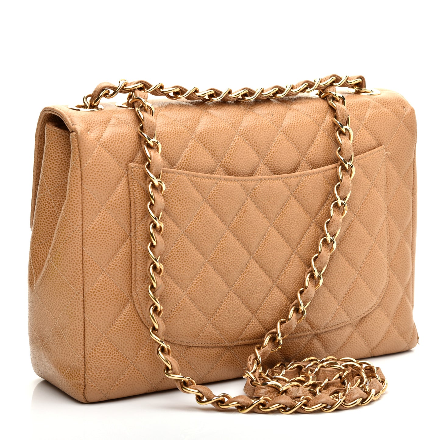 Caviar Jumbo Single Flap Beige
