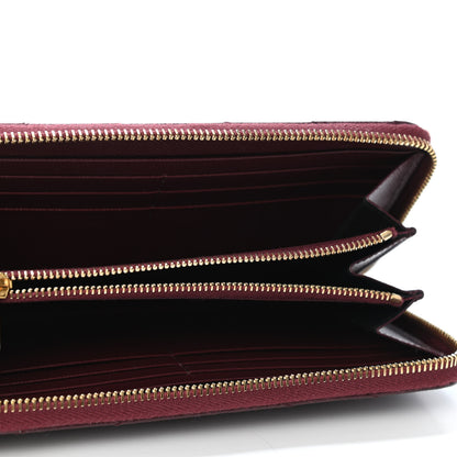 Saint Laurent Grain De Poudre Matelasse Chevron Monogram Zip Around Wallet Rouge Legion 4 of 4