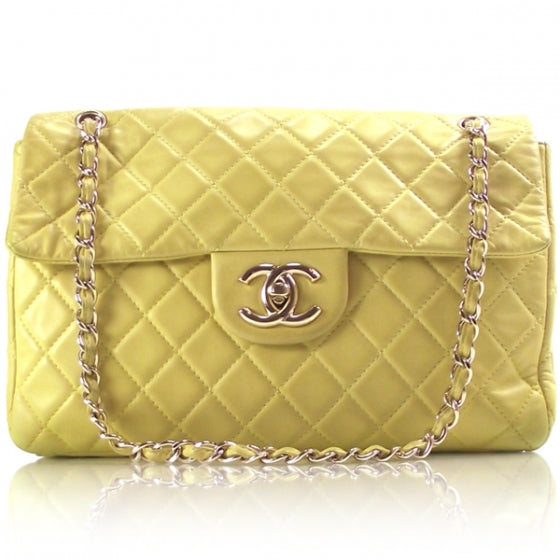 Lambskin XL JUMBO MAXI Flap Lemon