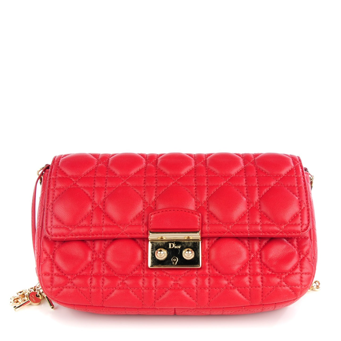 Lambskin Cannage Miss Dior Promenade Pouch Red