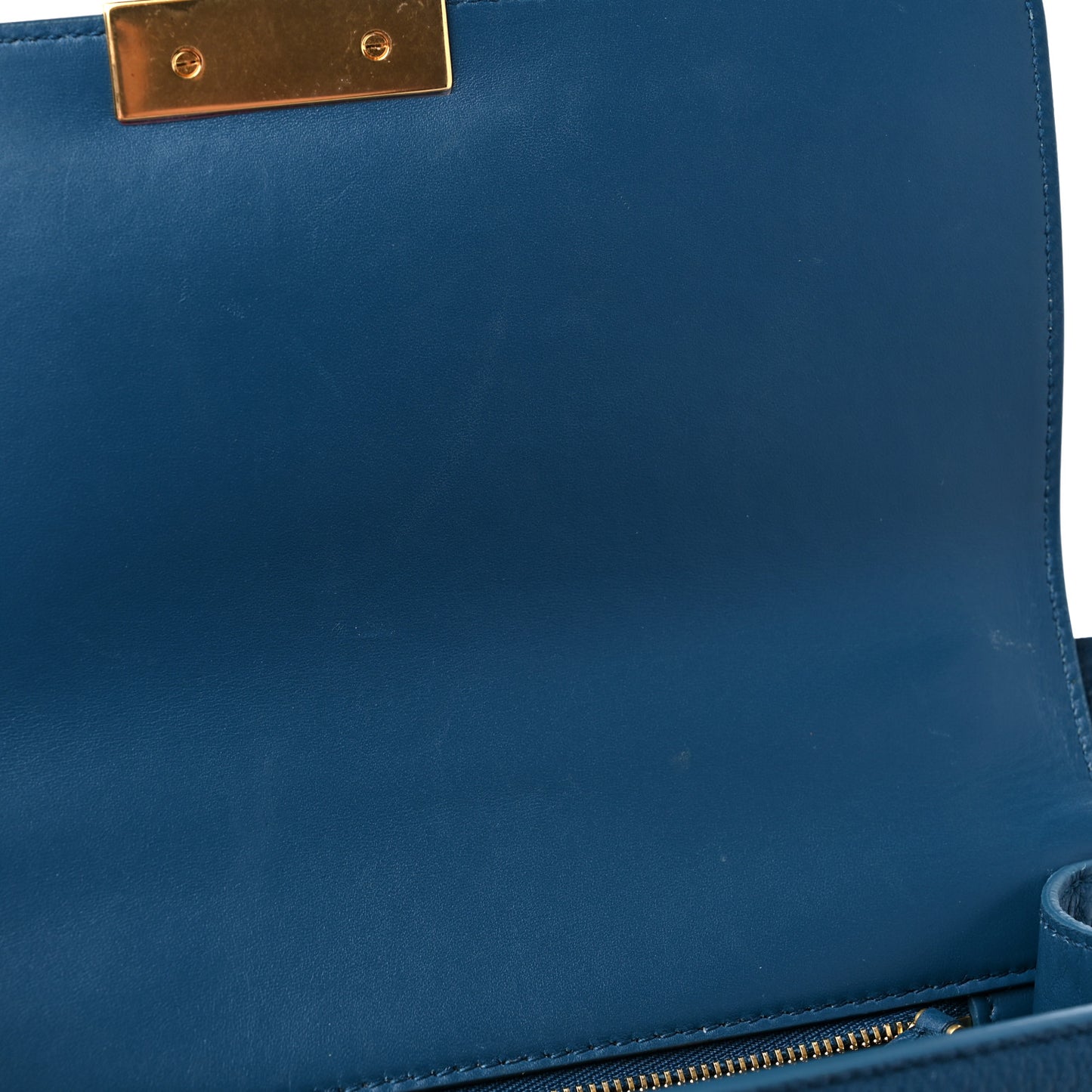 Grained Calfskin 30 Montaigne Flap Bag Blue