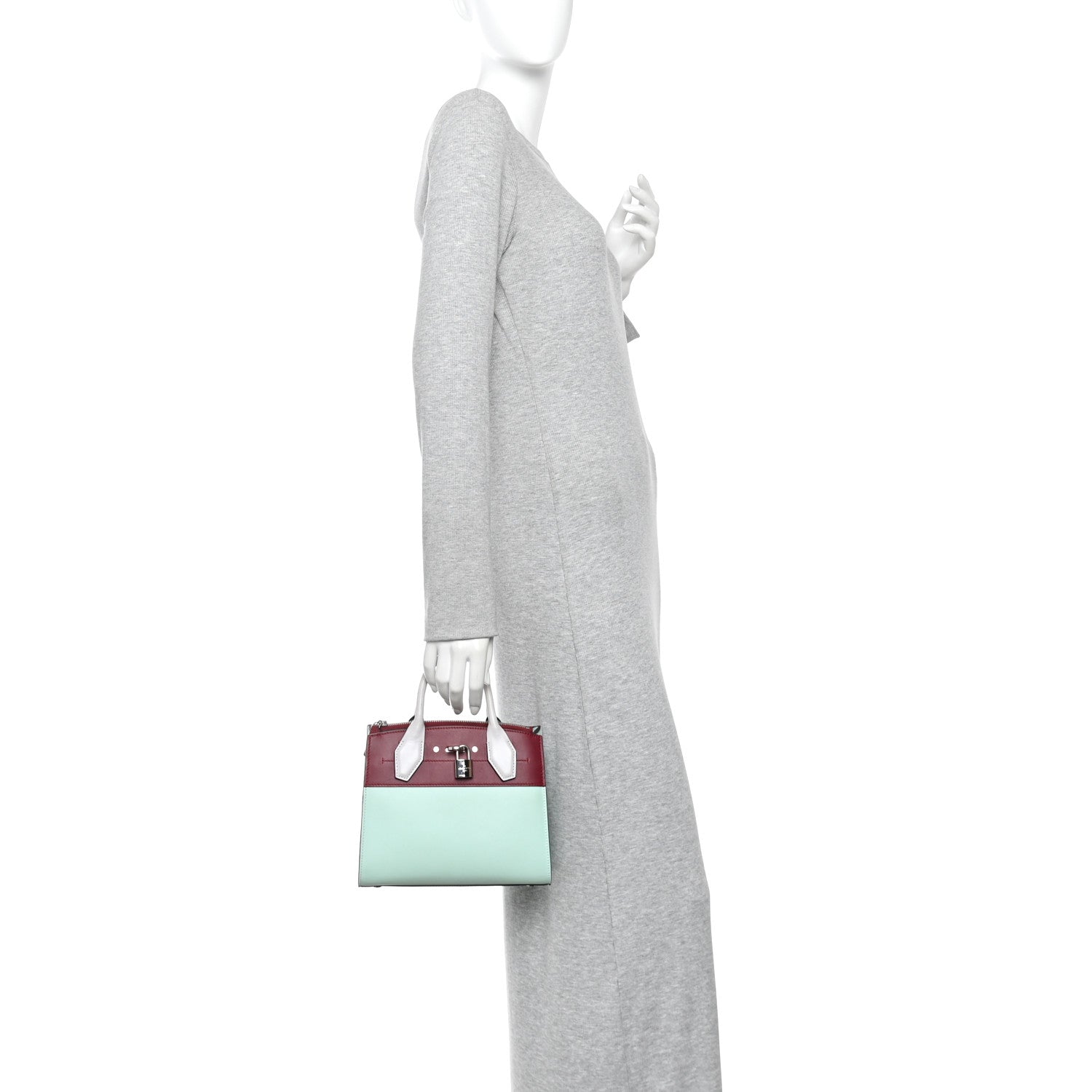 Louis Vuitton Calfskin City Steamer Mini Gris Burgundy Light Green 2 of 12