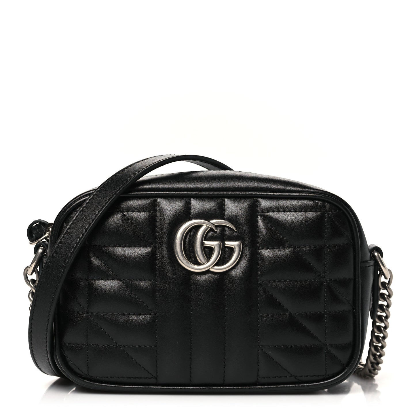 Calfskin Matelasse Aria Mini GG Marmont Chain Shoulder Bag Black