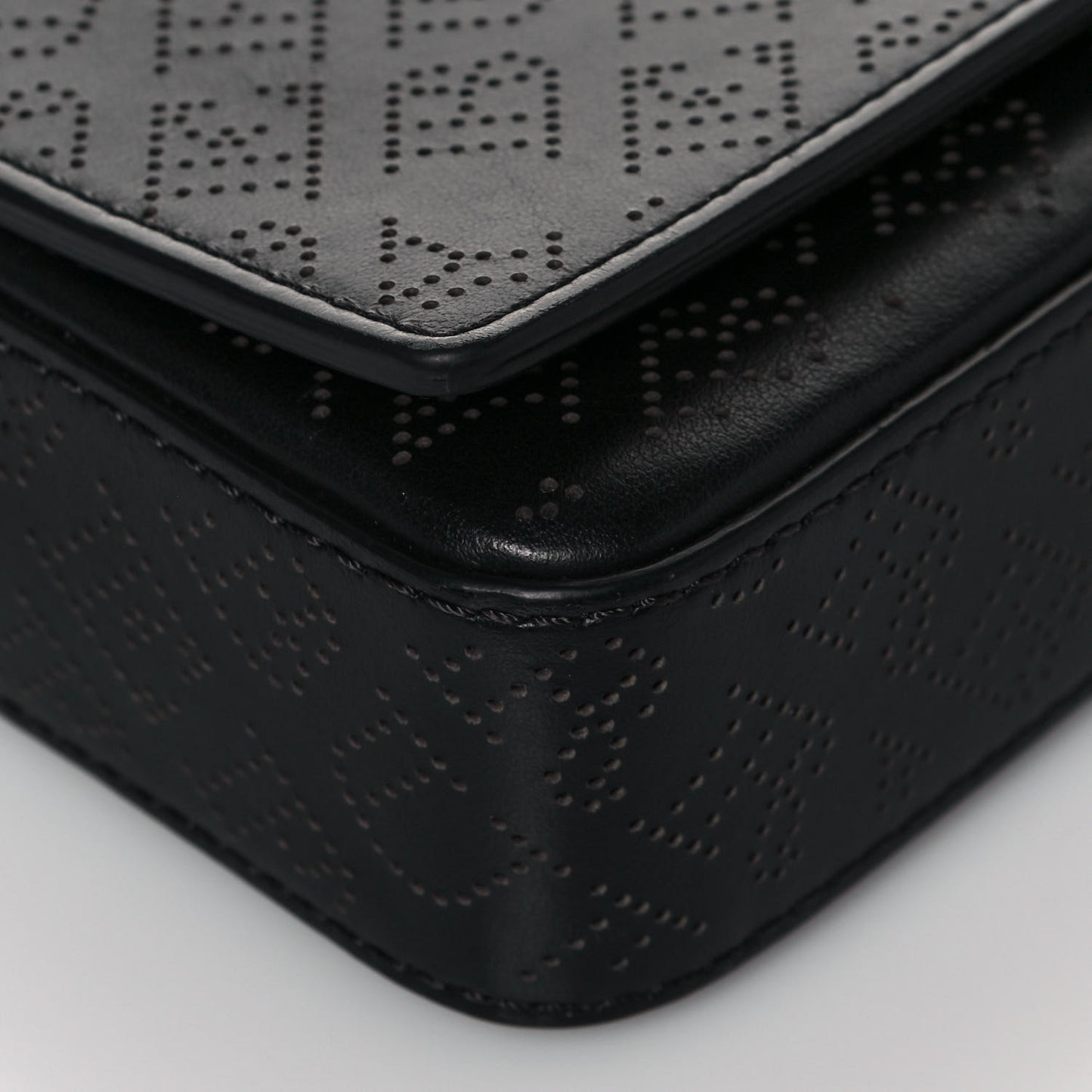 Calfskin Perforated Logo Hampshire Crossbody Black