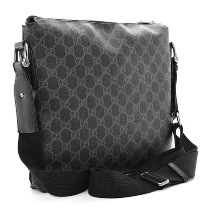 Gucci GG Supreme Monogram Crossbody Messenger Bag Black Grey 3 of 15