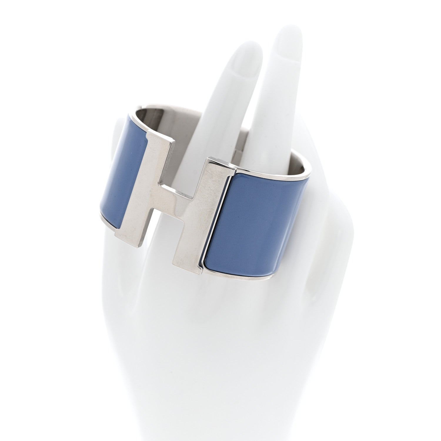 Hermes Enamel Extra Wide Clic Clac H Bracelet PM Bleu Turquin 3 of 7